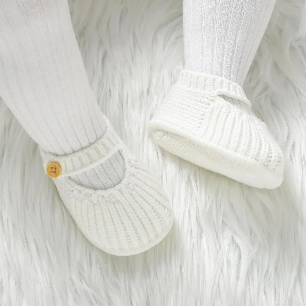Newborn Infant Boy Girl White Crochet Knit First Walkers Soft Socks Shoes Boots